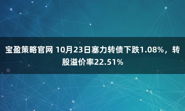 宝盈策略官网 10月23日塞力转债下跌1.08%，转股溢价率22.51%